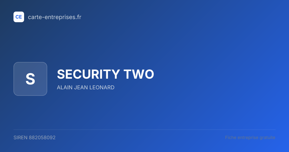 SECURITY TWO — 882058092 — fiche entreprise