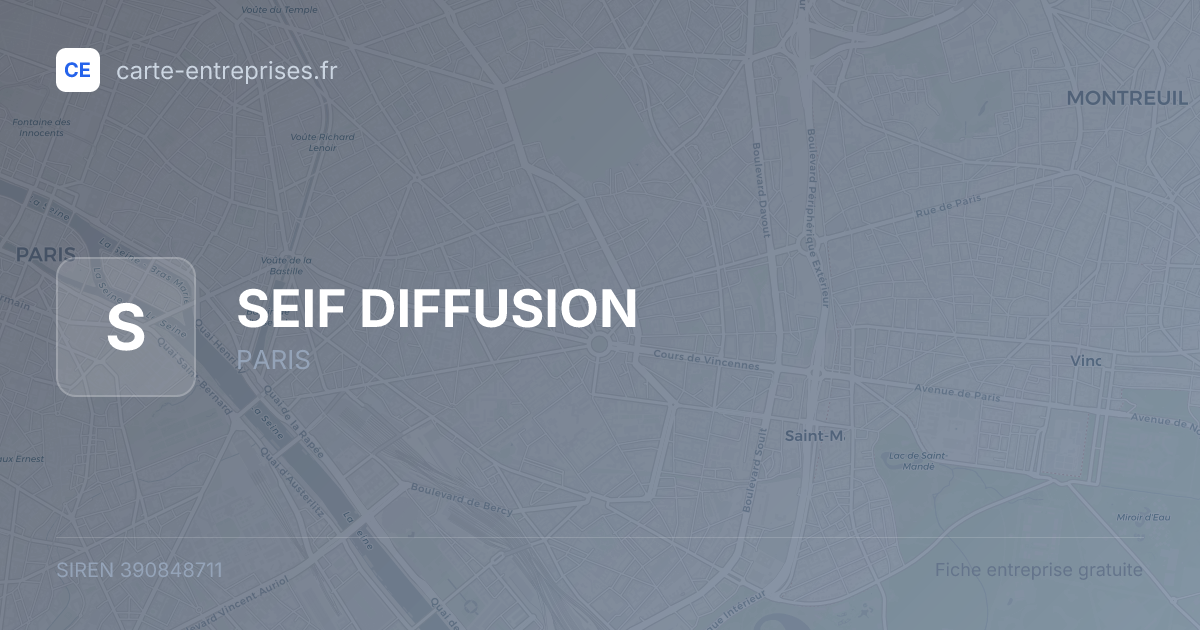 SEIF DIFFUSION — 390848711 — fiche entreprise