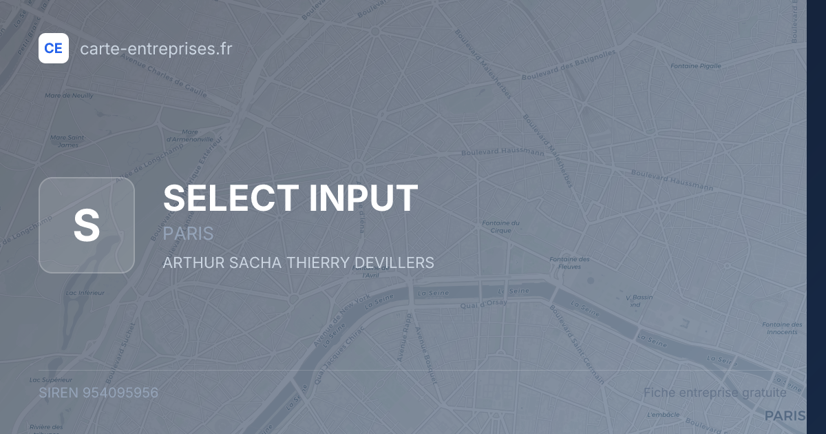 SELECT INPUT — 954095956 — fiche entreprise