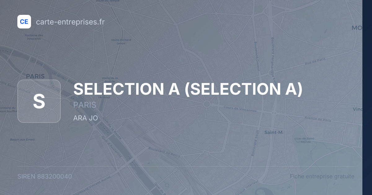 SELECTION A — 883200040 — fiche entreprise