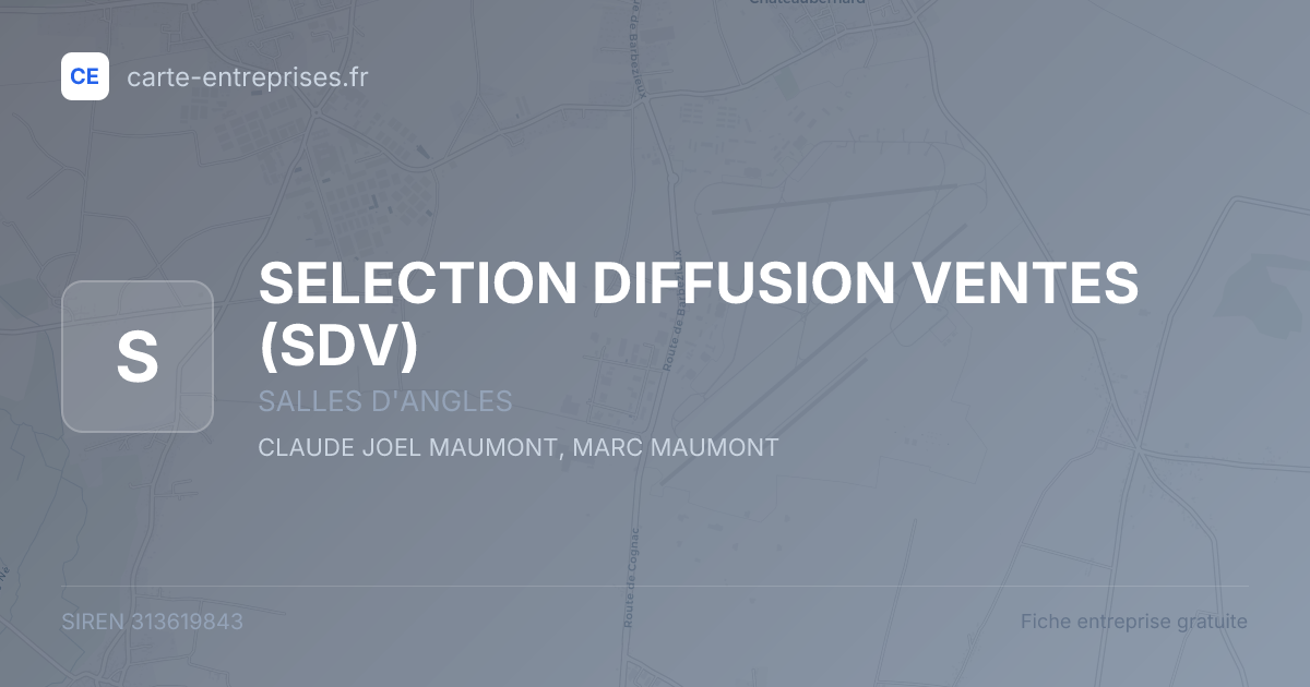 SELECTION DIFFUSION VENTES (SDV) — 313619843 — fiche entreprise