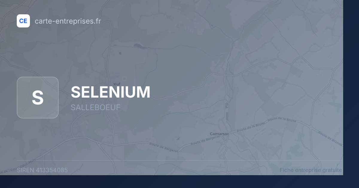 SELENIUM — 413354085 — fiche entreprise