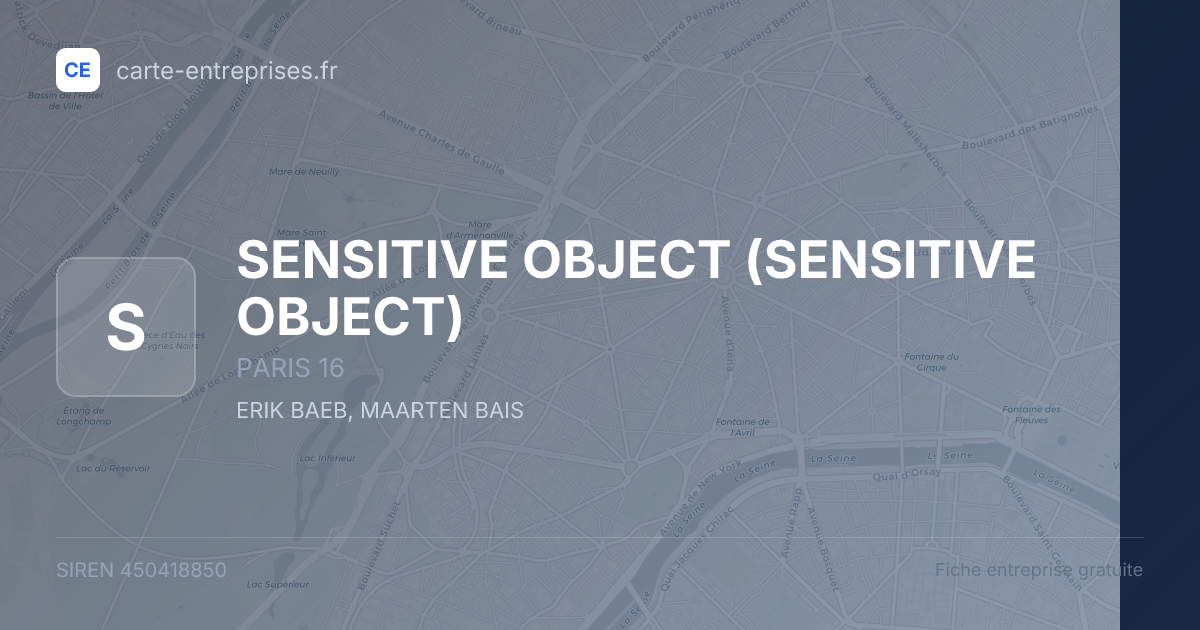 SENSITIVE OBJECT — 450418850 — fiche entreprise