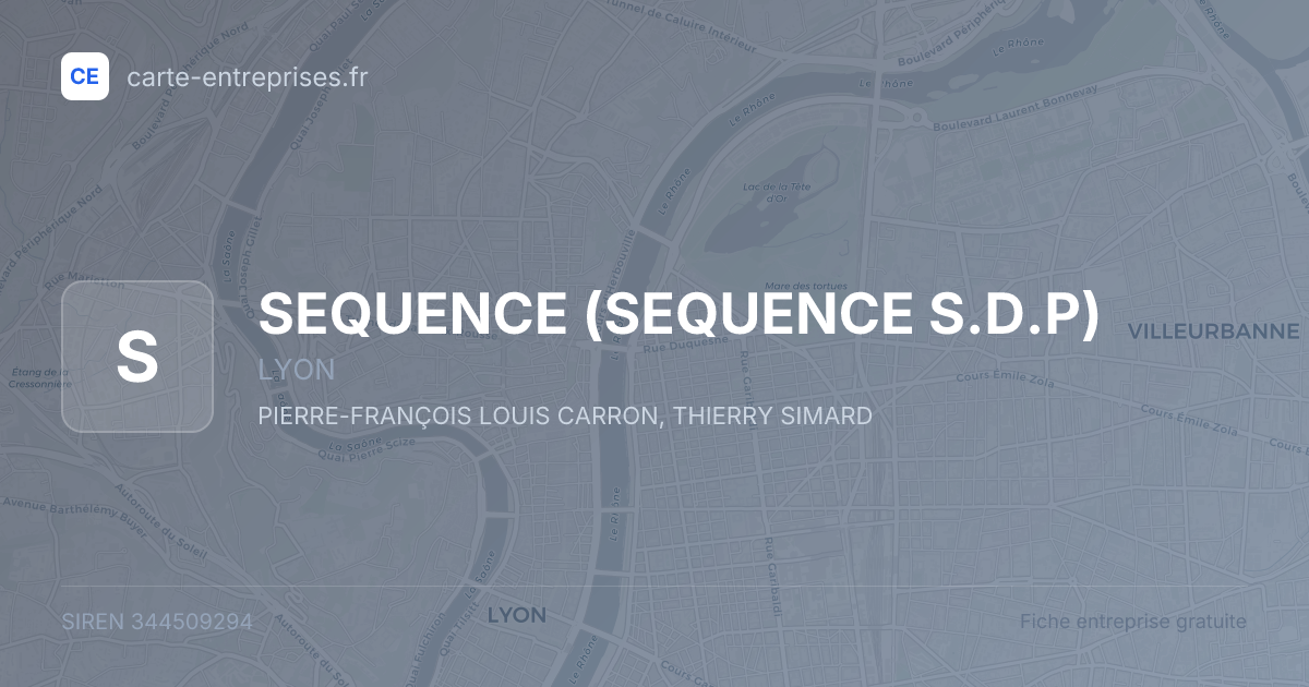 SEQUENCE (SEQUENCE S.D.P) — 344509294 — fiche entreprise