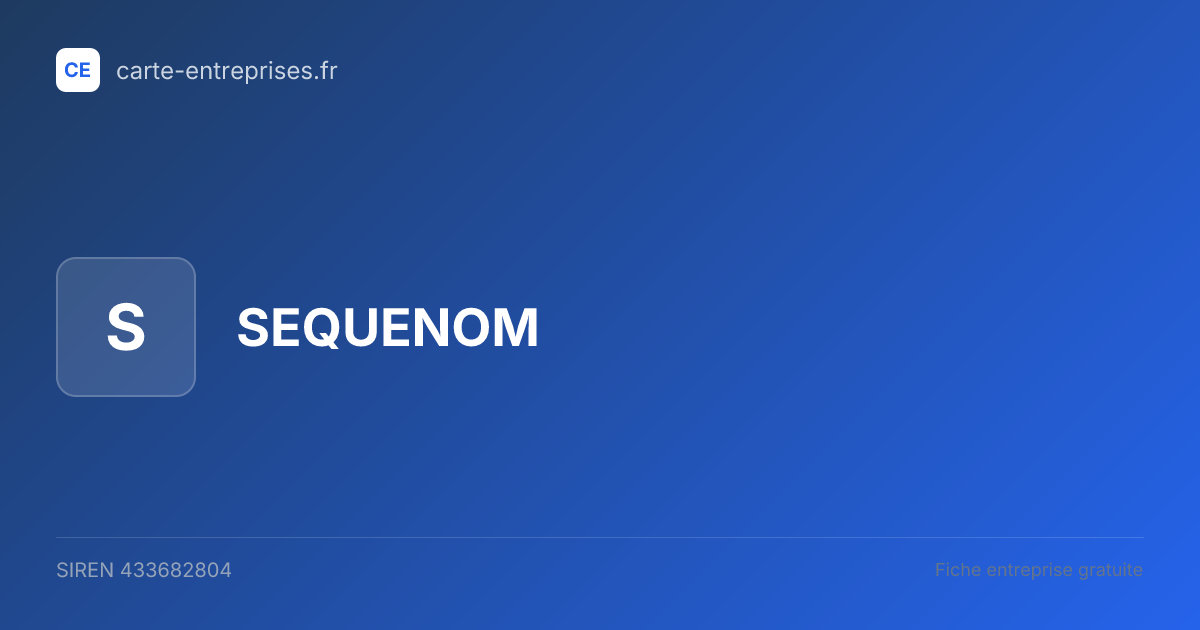 SEQUENOM — 433682804 — fiche entreprise