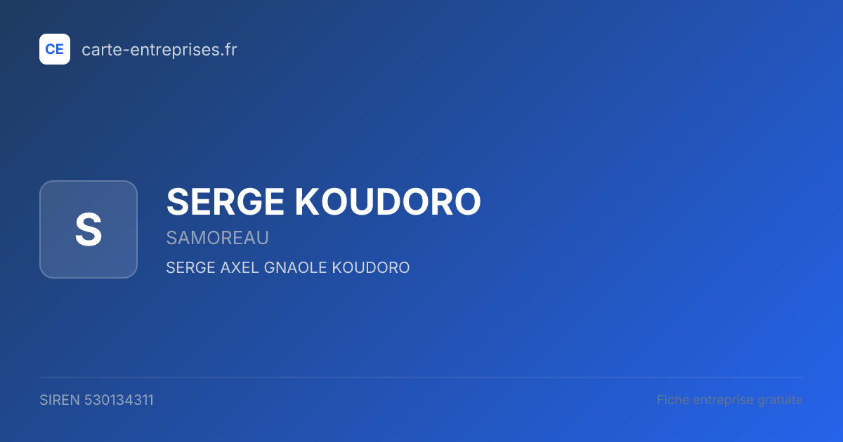 SERGE KOUDORO — 530134311 — fiche entreprise