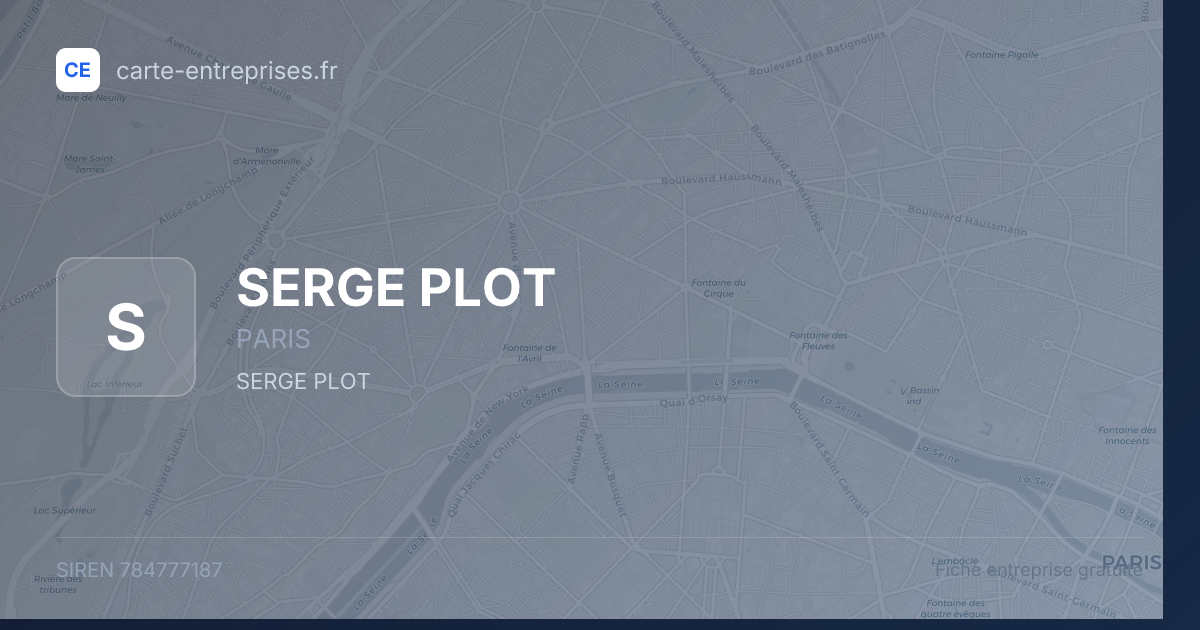 SERGE PLOT — 784777187 — fiche entreprise