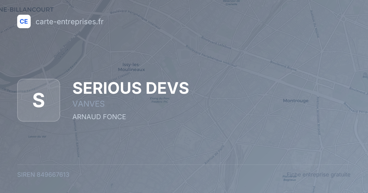 SERIOUS DEVS — 849667613 — fiche entreprise