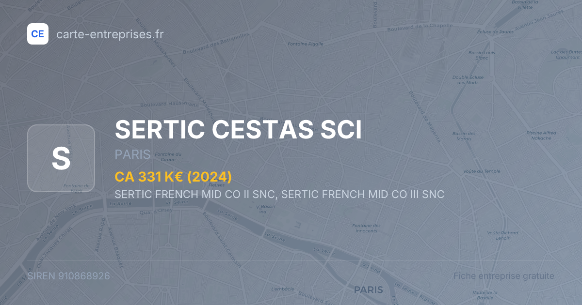 SERTIC CESTAS SCI — 910868926 — fiche entreprise