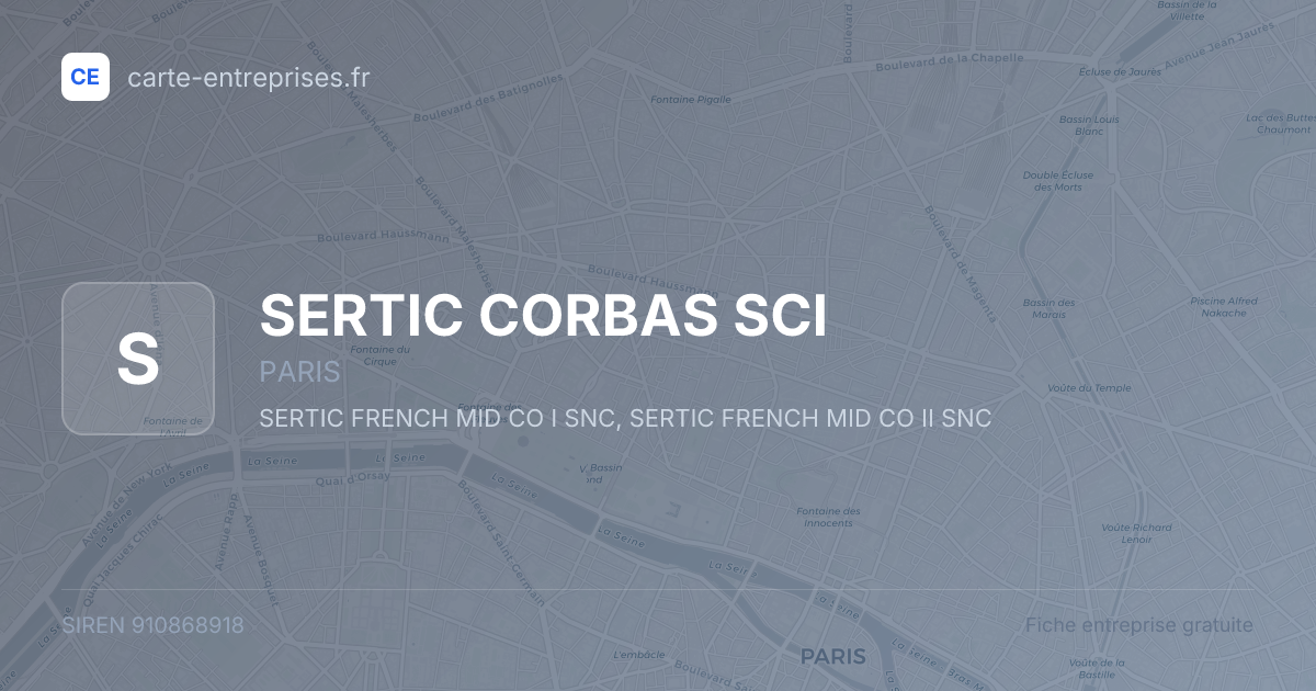 SERTIC CORBAS SCI — 910868918 — fiche entreprise