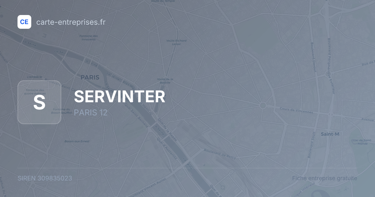 SERVINTER — 309835023 — fiche entreprise