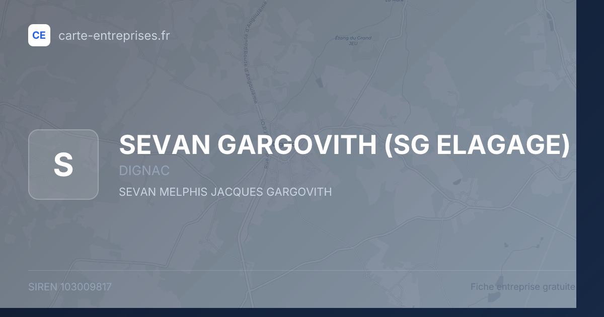 SEVAN GARGOVITH (SG ELAGAGE) — 103009817 — fiche entreprise