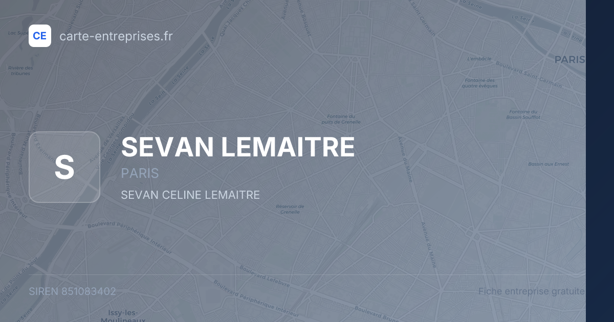 SEVAN LEMAITRE — 851083402 — fiche entreprise