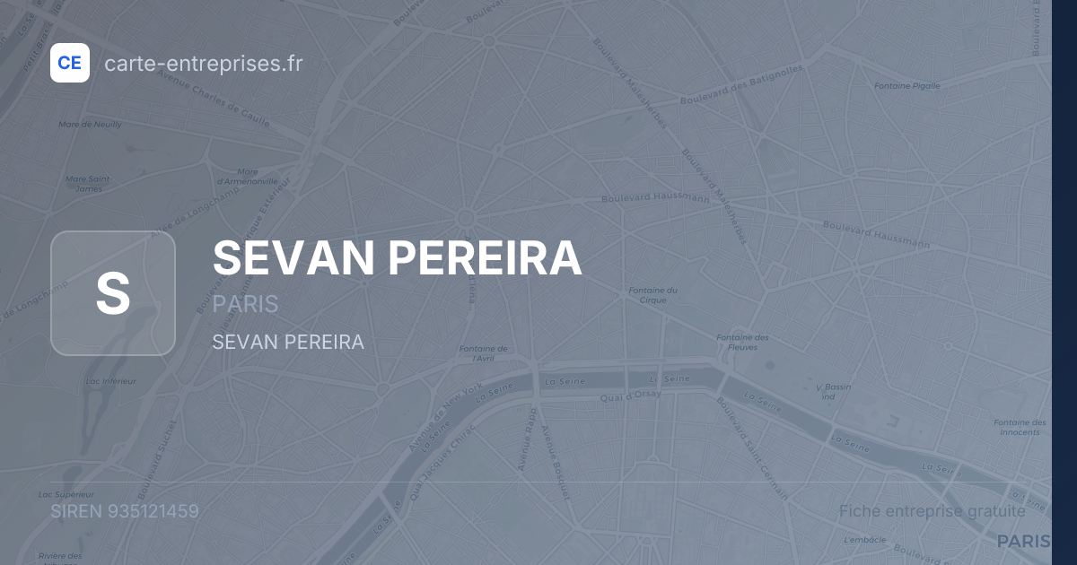 SEVAN PEREIRA — 935121459 — fiche entreprise