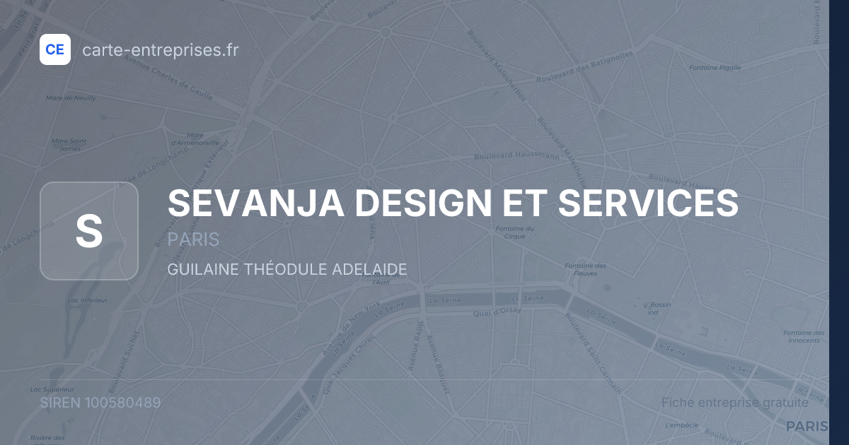 SEVANJA DESIGN ET SERVICES — 100580489 — fiche entreprise
