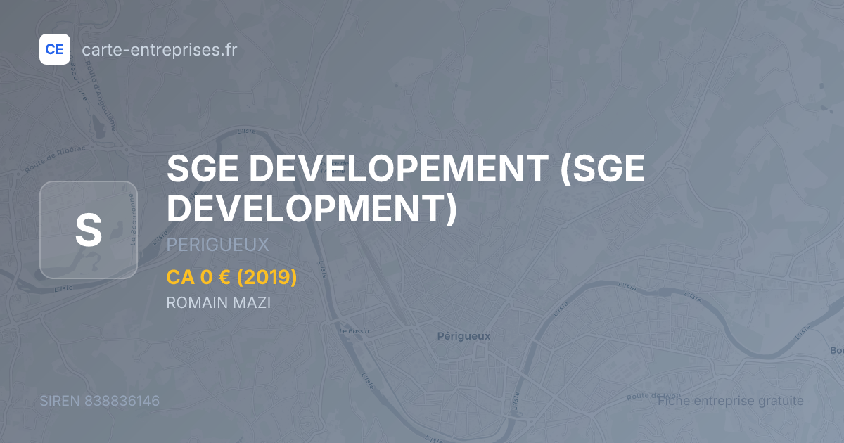 SGE DEVELOPEMENT (SGE DEVELOPMENT) — 838836146 — fiche entreprise