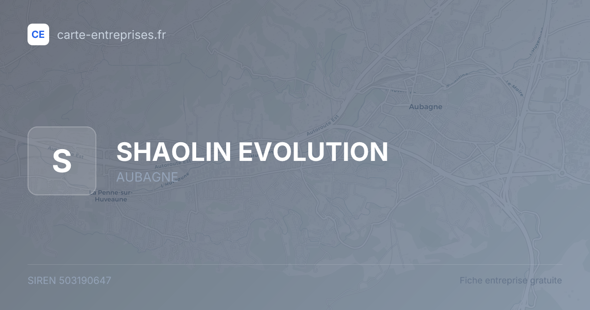 SHAOLIN EVOLUTION — 503190647 — fiche entreprise