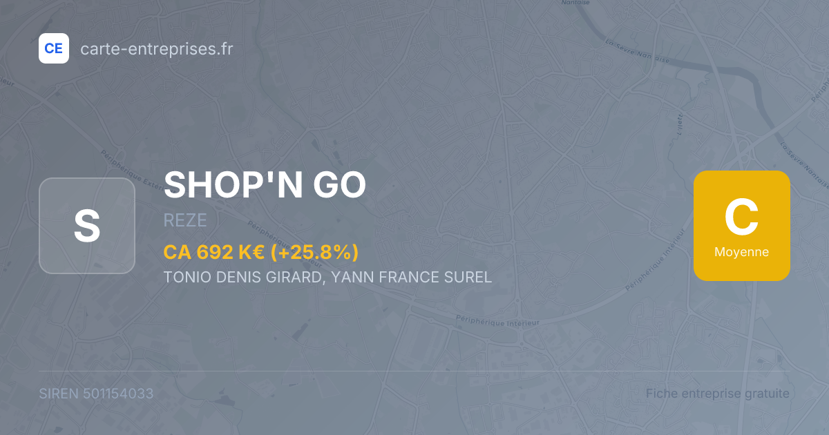 SHOP'N GO — 501154033 — fiche entreprise