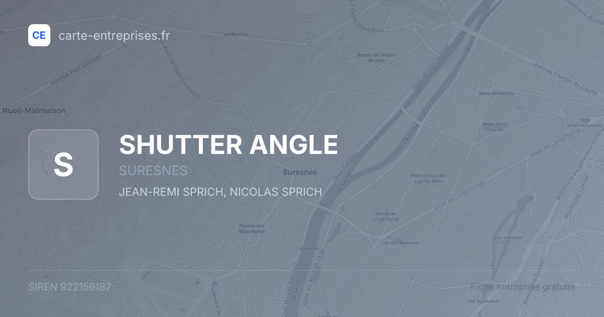 SHUTTER ANGLE — 922156187 — fiche entreprise