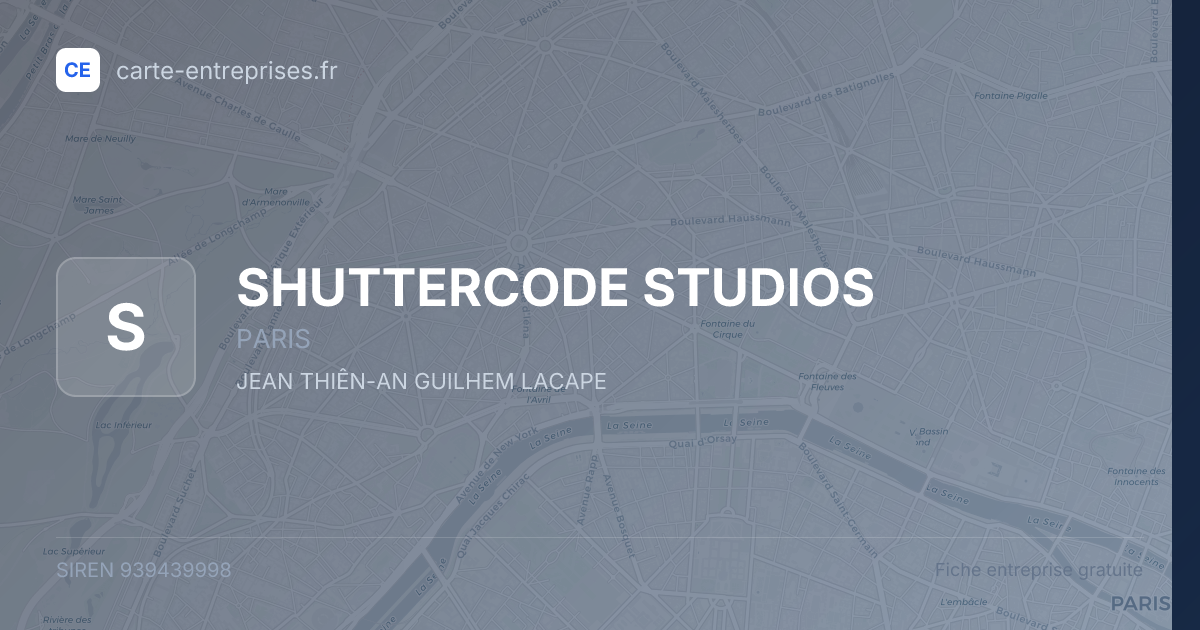 SHUTTERCODE STUDIOS — 939439998 — fiche entreprise