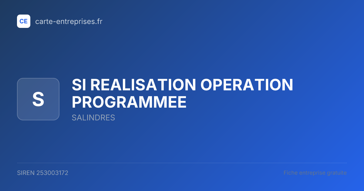 SI REALISATION OPERATION PROGRAMMEE — 253003172 — fiche entreprise