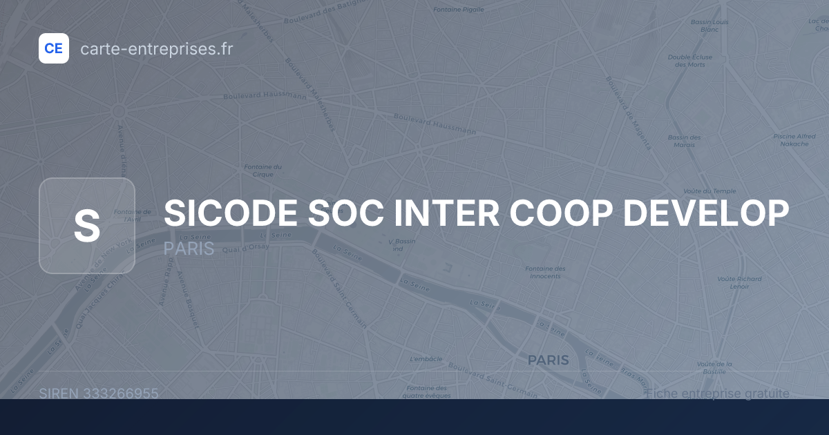 SICODE SOC INTER COOP DEVELOP — 333266955 — fiche entreprise