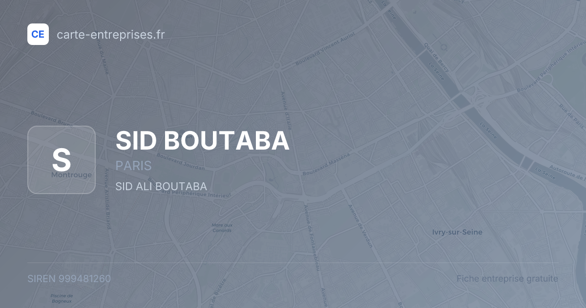 SID BOUTABA — 999481260 — fiche entreprise