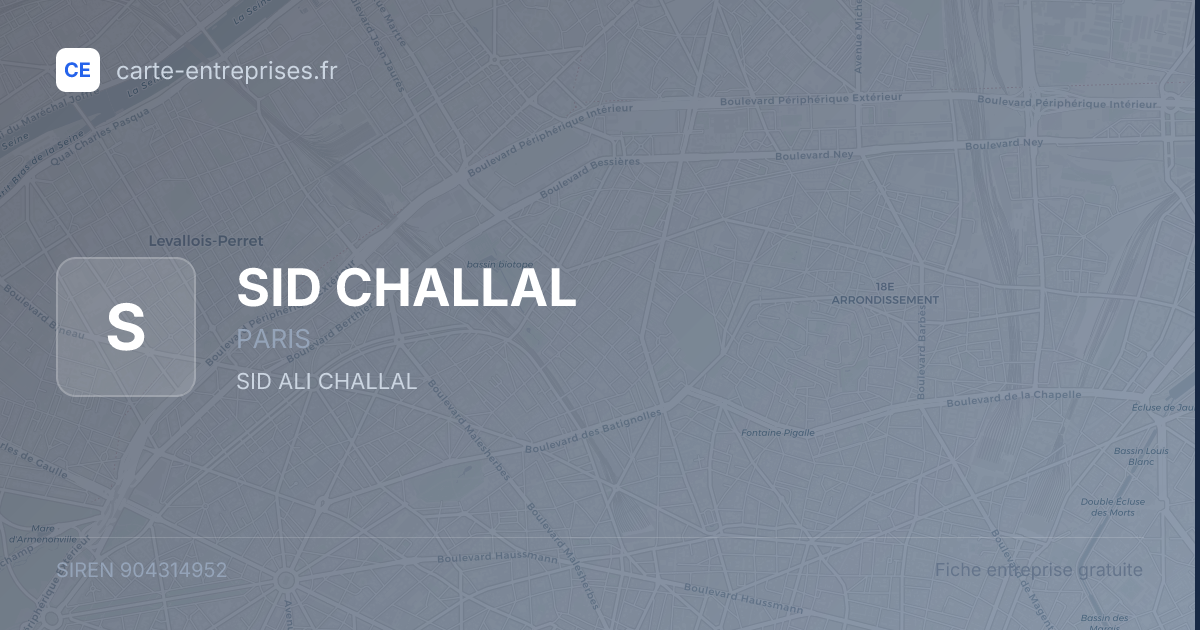 SID CHALLAL — 904314952 — fiche entreprise