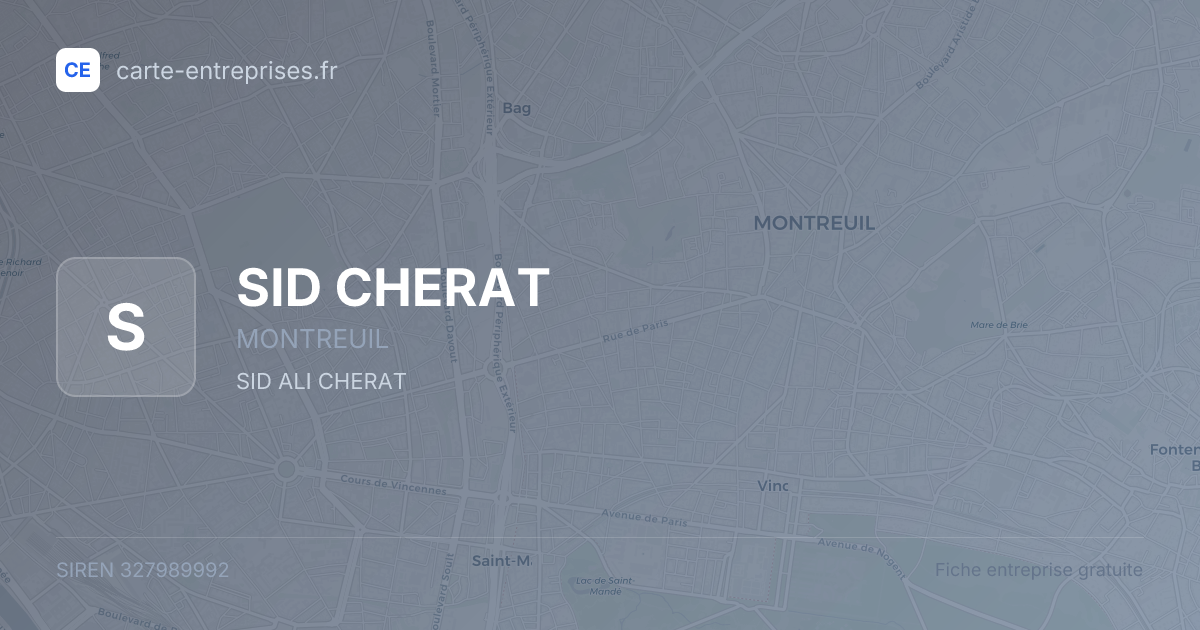 SID CHERAT — 327989992 — fiche entreprise