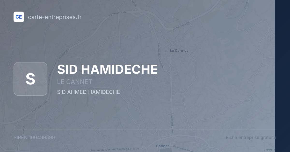 SID HAMIDECHE — 100499599 — fiche entreprise