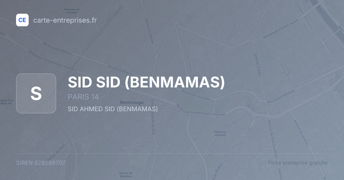 SID SID (BENMAMAS) — 928286707 — fiche entreprise