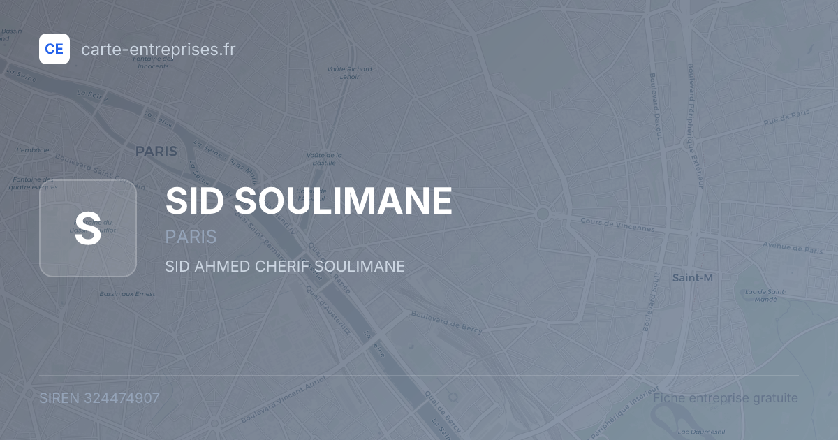 SID SOULIMANE — 324474907 — fiche entreprise