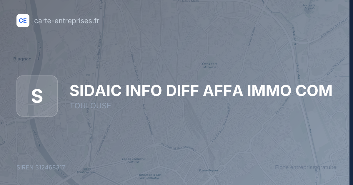 SIDAIC INFO DIFF AFFA IMMO COM — 312468317 — fiche entreprise