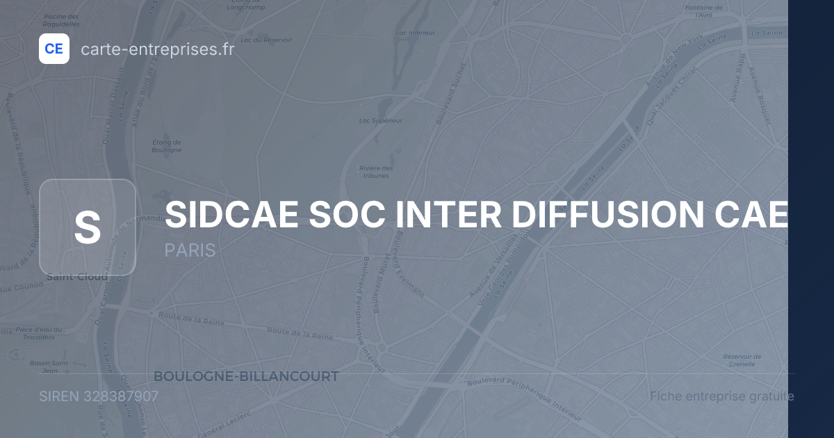 SIDCAE SOC INTER DIFFUSION CAE — 328387907 — fiche entreprise