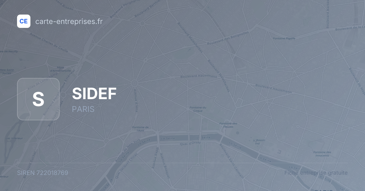 SIDEF — 722018769 — fiche entreprise
