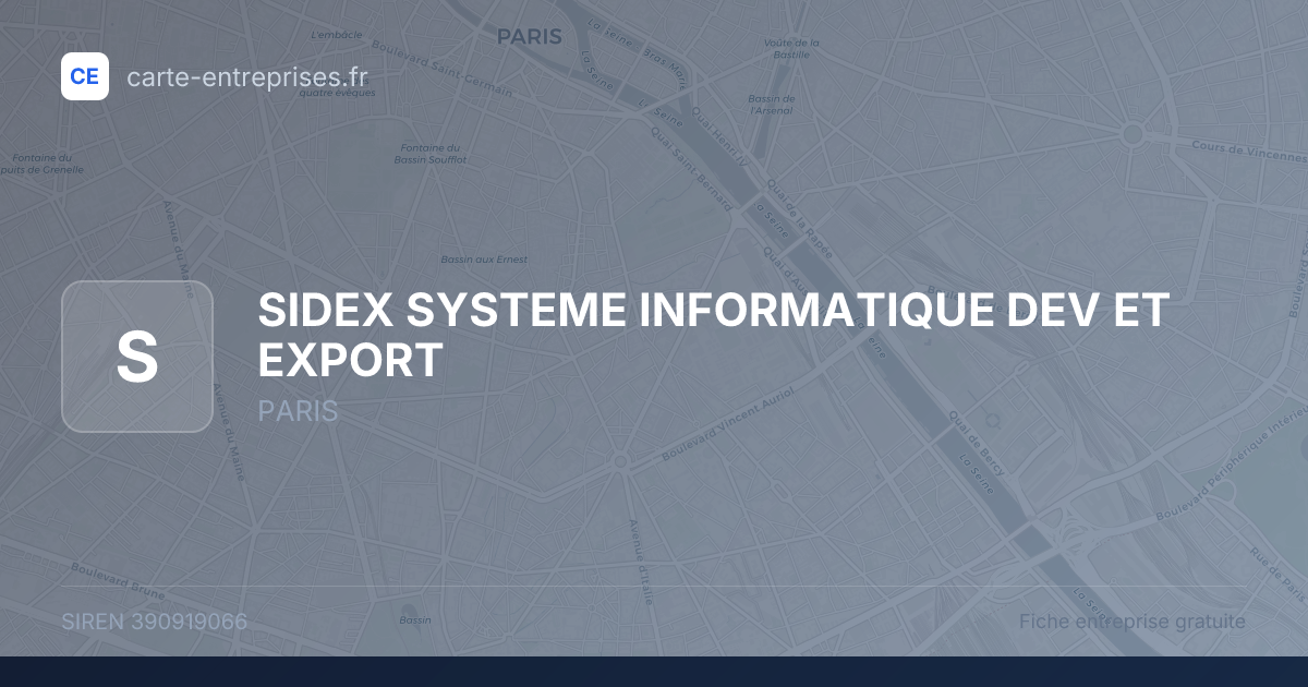 SIDEX SYSTEME INFORMATIQUE DEV ET EXPORT — 390919066 — fiche entreprise