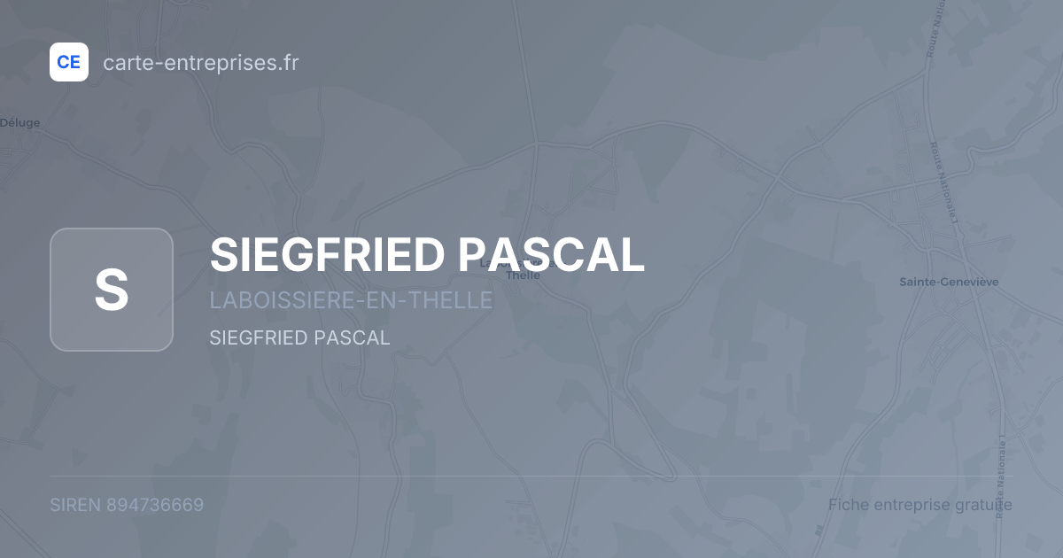 SIEGFRIED PASCAL — 894736669 — fiche entreprise