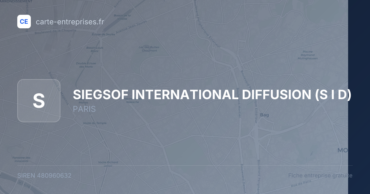 SIEGSOF INTERNATIONAL DIFFUSION (S I D) — 480960632 — fiche entreprise
