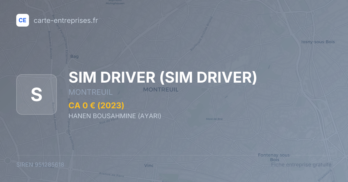 SIM DRIVER — 951285618 — fiche entreprise