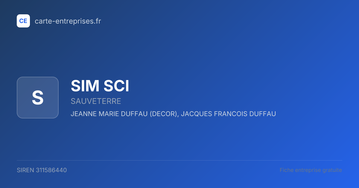 SIM SCI — 311586440 — fiche entreprise