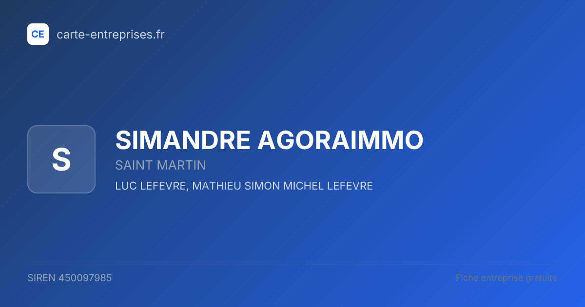 SIMANDRE AGORAIMMO — 450097985 — fiche entreprise