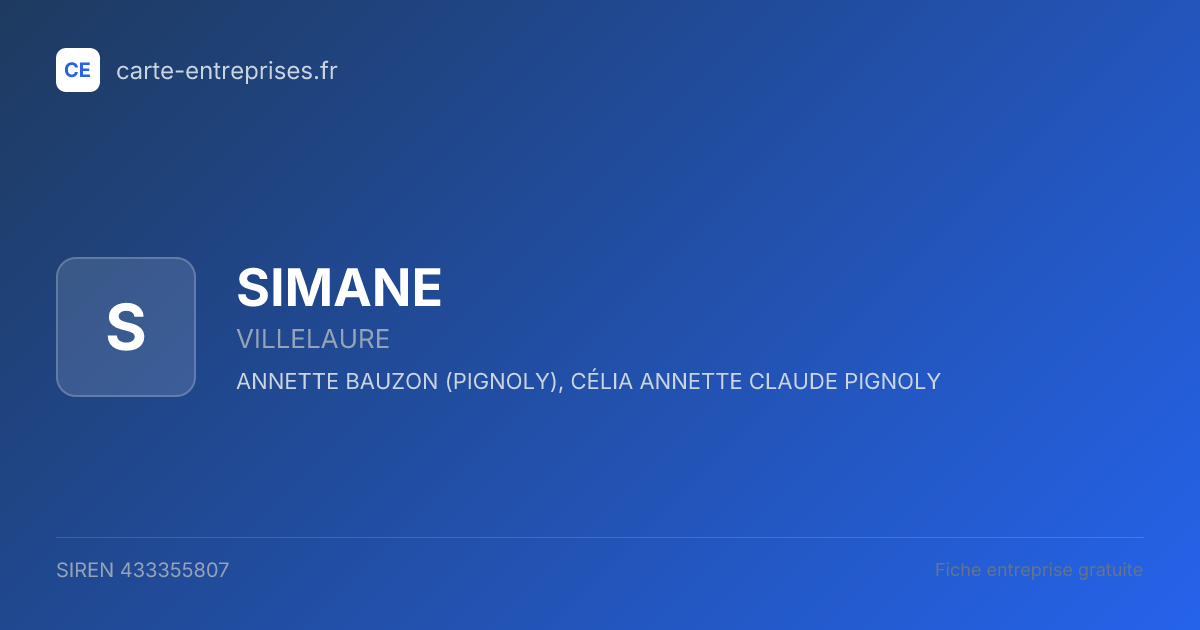 SIMANE — 433355807 — fiche entreprise