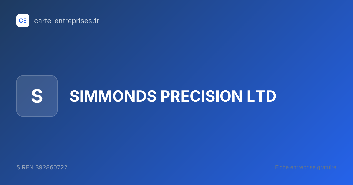 SIMMONDS PRECISION LTD — 392860722 — fiche entreprise