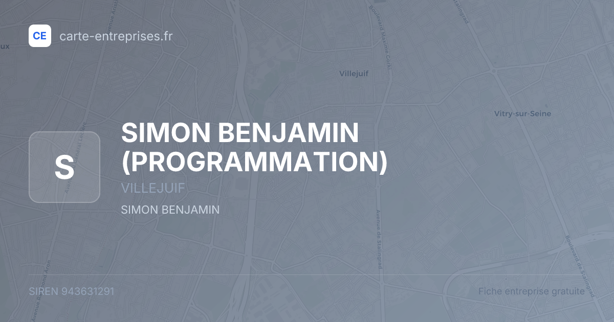 SIMON BENJAMIN (PROGRAMMATION) — 943631291 — fiche entreprise