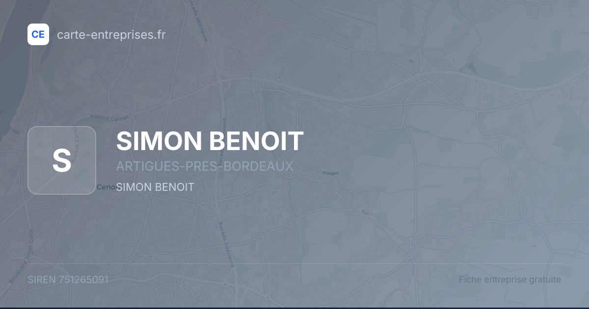 SIMON BENOIT — 751265091 — fiche entreprise