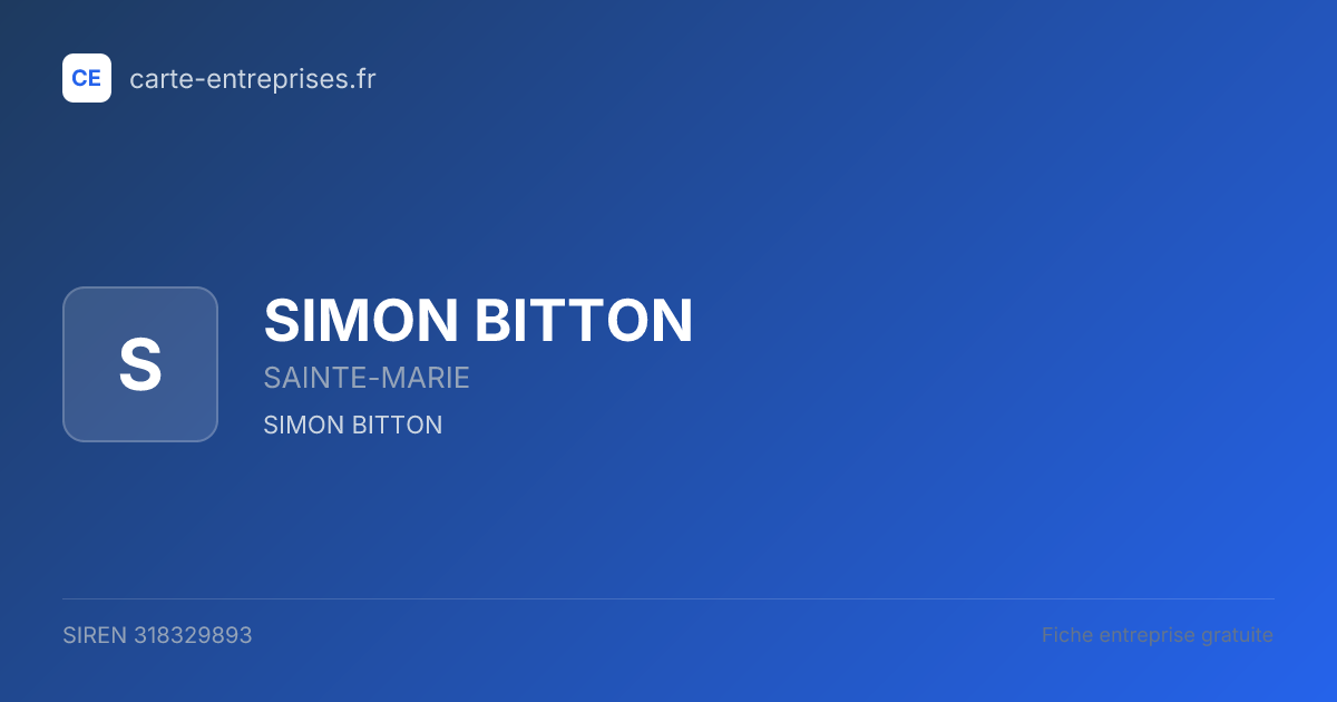 SIMON BITTON — 318329893 — fiche entreprise