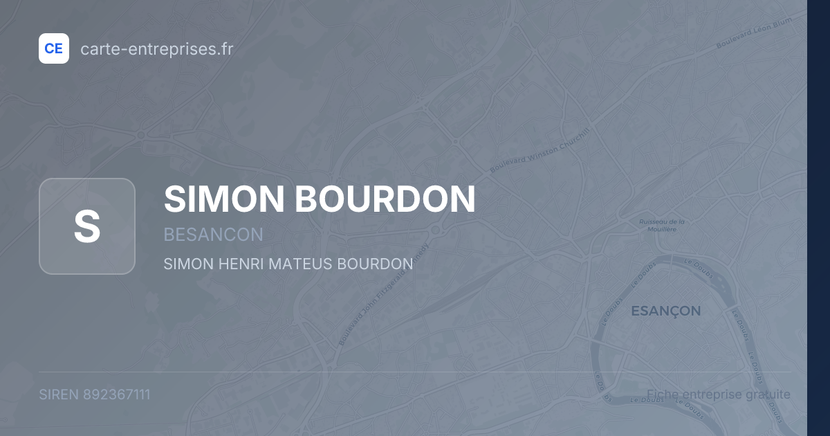 SIMON BOURDON — 892367111 — fiche entreprise