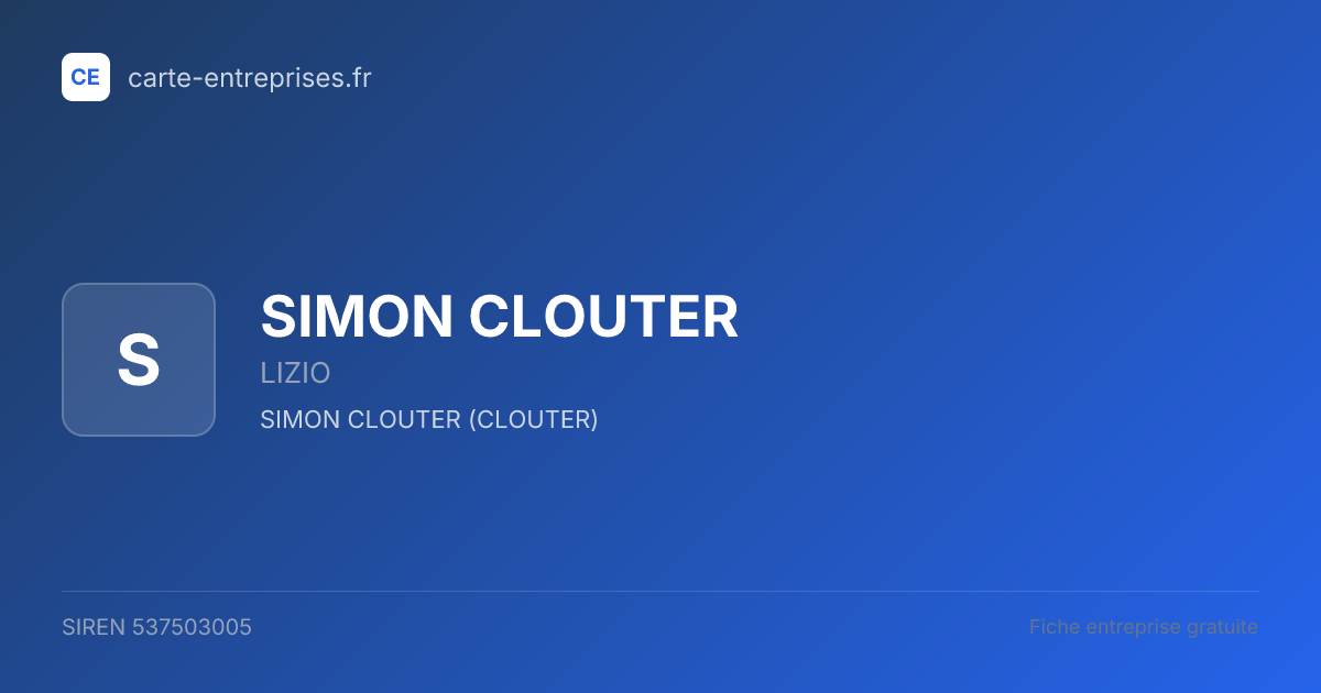 SIMON CLOUTER — 537503005 — fiche entreprise