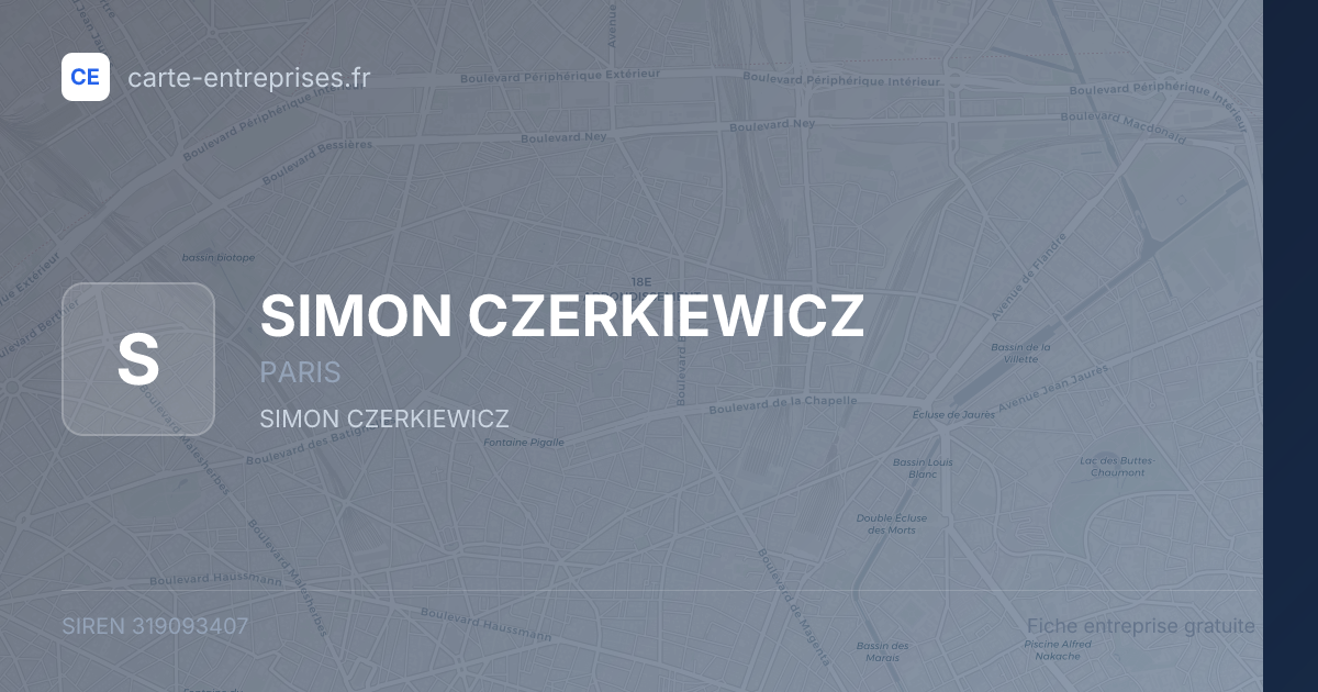 SIMON CZERKIEWICZ — 319093407 — fiche entreprise