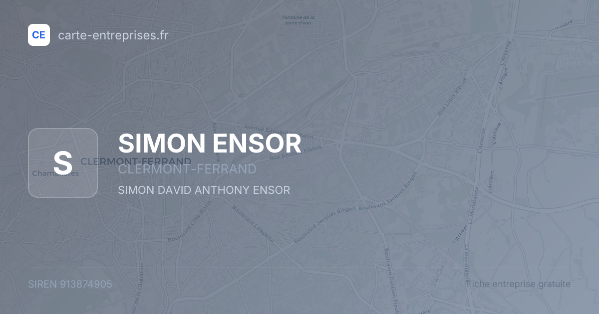 SIMON ENSOR — 913874905 — fiche entreprise